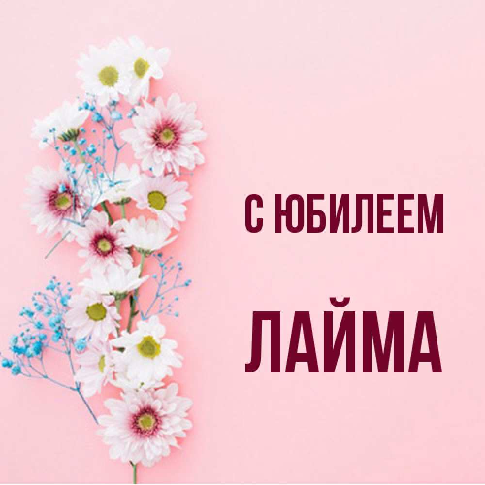 Открытка на каждый день с именем, Лайма C юбилеем Родная моя с днем рождения тебя картинка с цветами белыми и голубыми Прикольная открытка с пожеланием онлайн скачать бесплатно 