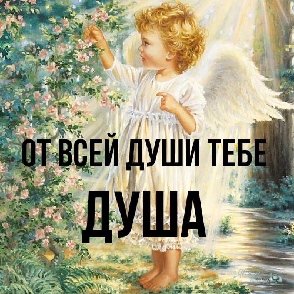 Открытка на каждый день с именем, Душа От всей души тебе собирает цветы Прикольная открытка с пожеланием онлайн скачать бесплатно 