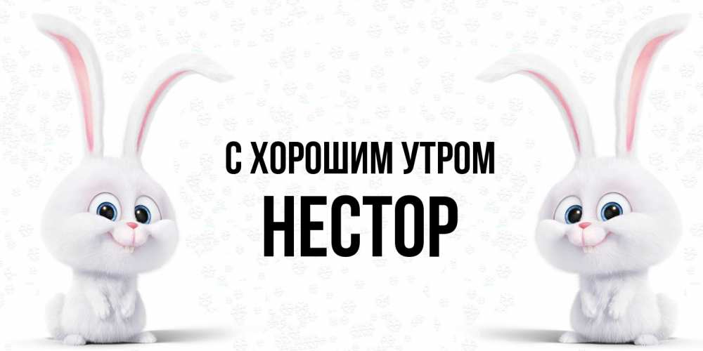 Открытка на каждый день с именем, Нестор С хорошим утром кролики с длинными ушками Прикольная открытка с пожеланием онлайн скачать бесплатно 