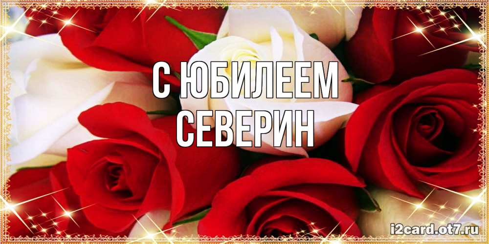 Открытка на каждый день с именем, Северин C юбилеем открытка на день рождения с белыми и красными розами Прикольная открытка с пожеланием онлайн скачать бесплатно 