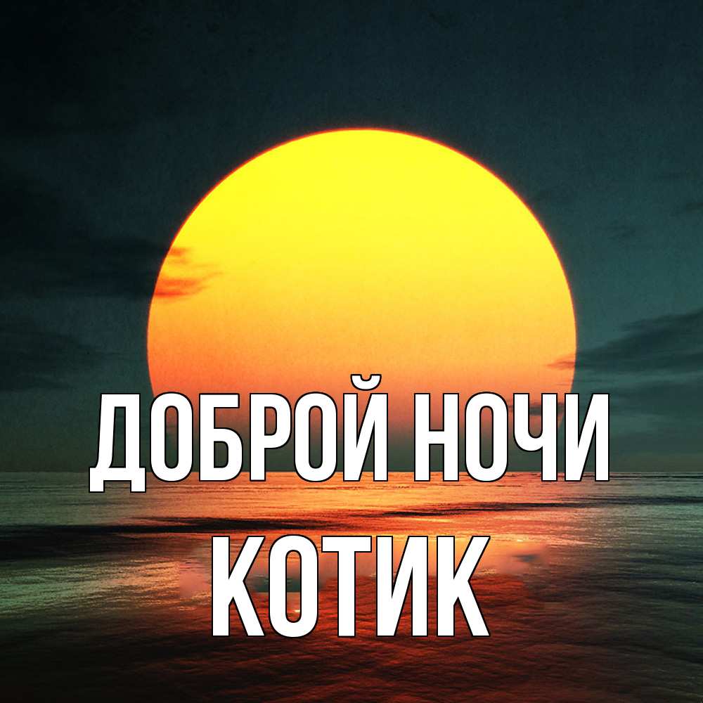 Открытка на каждый день с именем, Котик Доброй ночи огромный диск солнц Прикольная открытка с пожеланием онлайн скачать бесплатно 