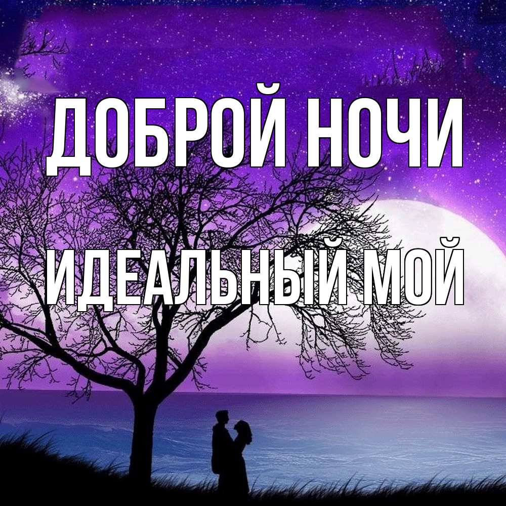 Открытка на каждый день с именем, Идеальный-мой Доброй ночи огромная луна и парочка Прикольная открытка с пожеланием онлайн скачать бесплатно 