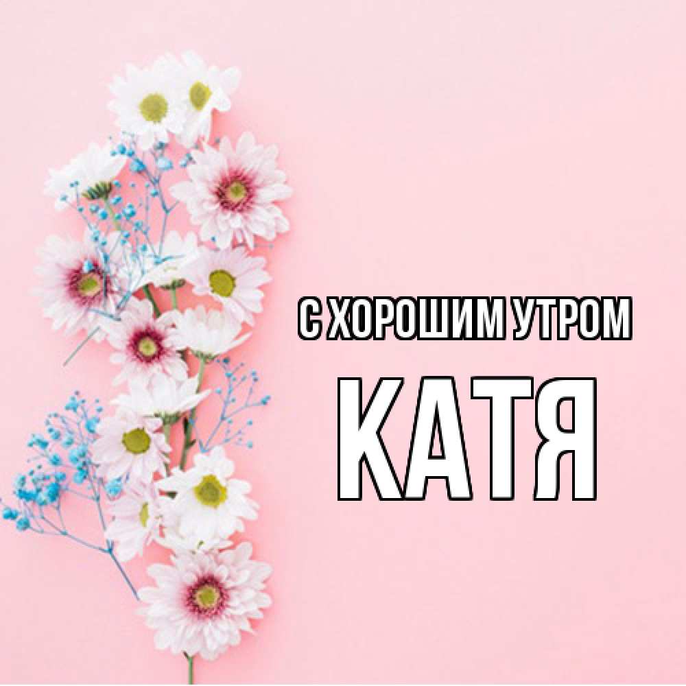 Открытка на каждый день с именем, Катя С хорошим утром цветы с подписью Прикольная открытка с пожеланием онлайн скачать бесплатно 