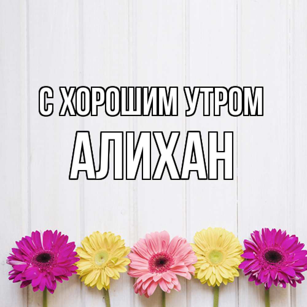 Открытка на каждый день с именем, Алихан С хорошим утром красный желтый и розовый цветок Прикольная открытка с пожеланием онлайн скачать бесплатно 