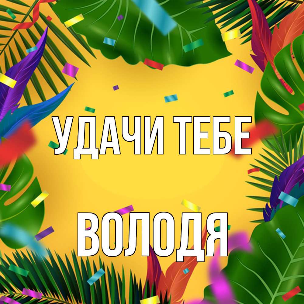 Открытка на каждый день с именем, Володя Удачи тебе тропики Прикольная открытка с пожеланием онлайн скачать бесплатно 