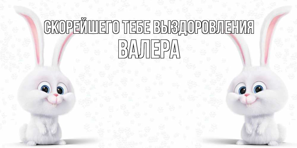 Открытка на каждый день с именем, Валера Скорейшего тебе выздоровления не болей с зайцем Прикольная открытка с пожеланием онлайн скачать бесплатно 