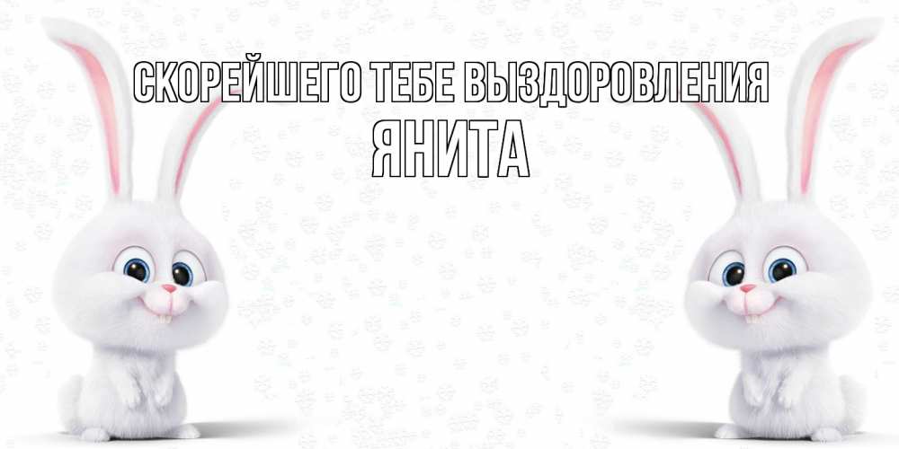Открытка на каждый день с именем, Янита Скорейшего тебе выздоровления не болей с зайцем Прикольная открытка с пожеланием онлайн скачать бесплатно 