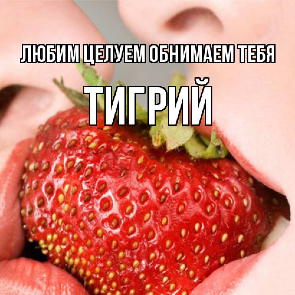 Открытка на каждый день с именем, Тигрий Любим целуем обнимаем тебя поцелуйчик Прикольная открытка с пожеланием онлайн скачать бесплатно 