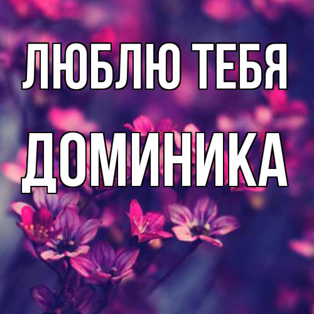 Открытка на каждый день с именем, Доминика Люблю тебя небольшие цветы 1 Прикольная открытка с пожеланием онлайн скачать бесплатно 