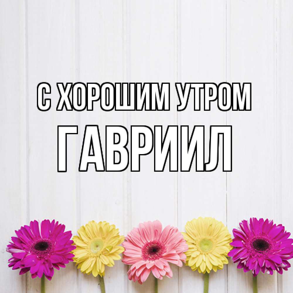Открытка на каждый день с именем, Гавриил С хорошим утром красный желтый и розовый цветок Прикольная открытка с пожеланием онлайн скачать бесплатно 