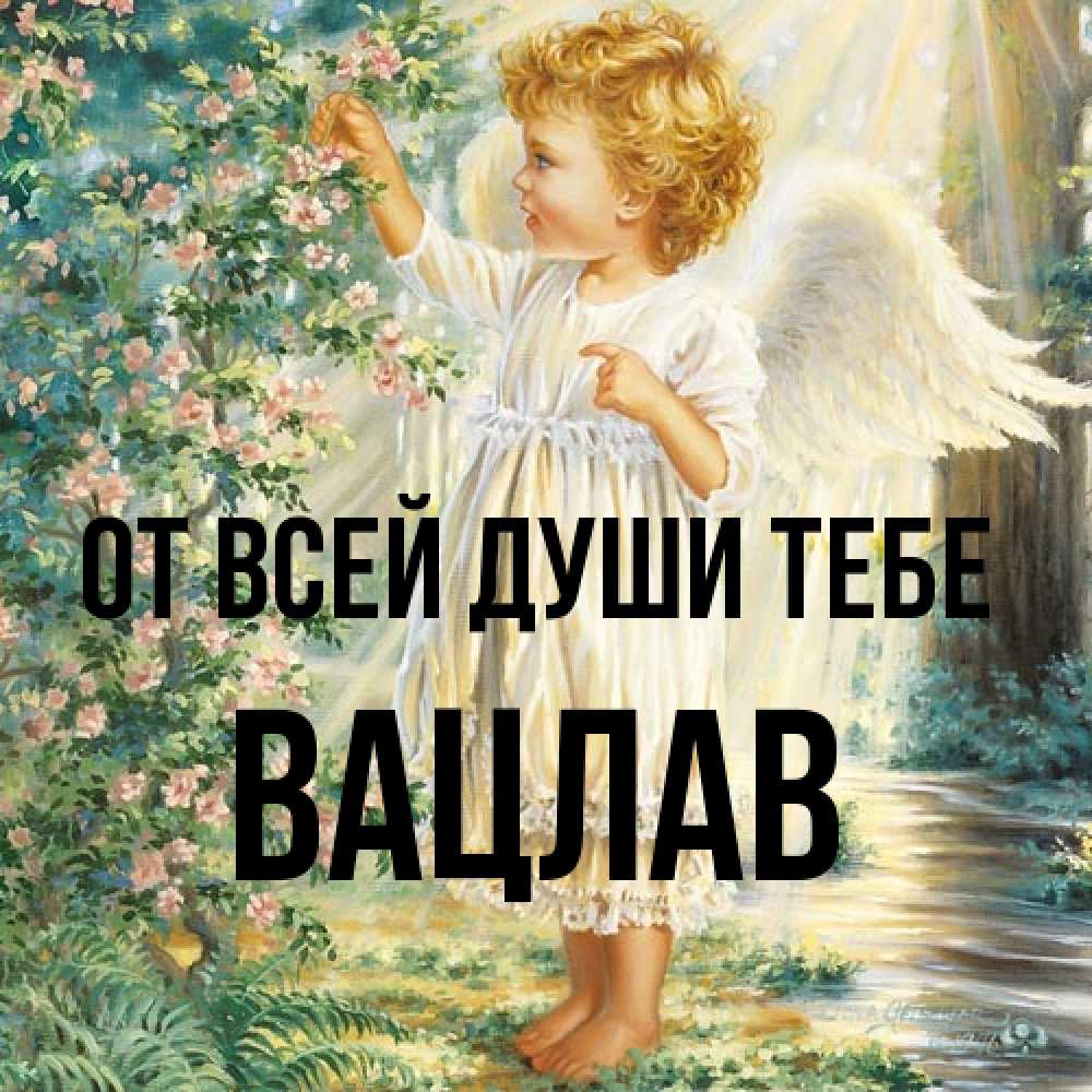 Открытка на каждый день с именем, Вацлав От всей души тебе собирает цветы Прикольная открытка с пожеланием онлайн скачать бесплатно 