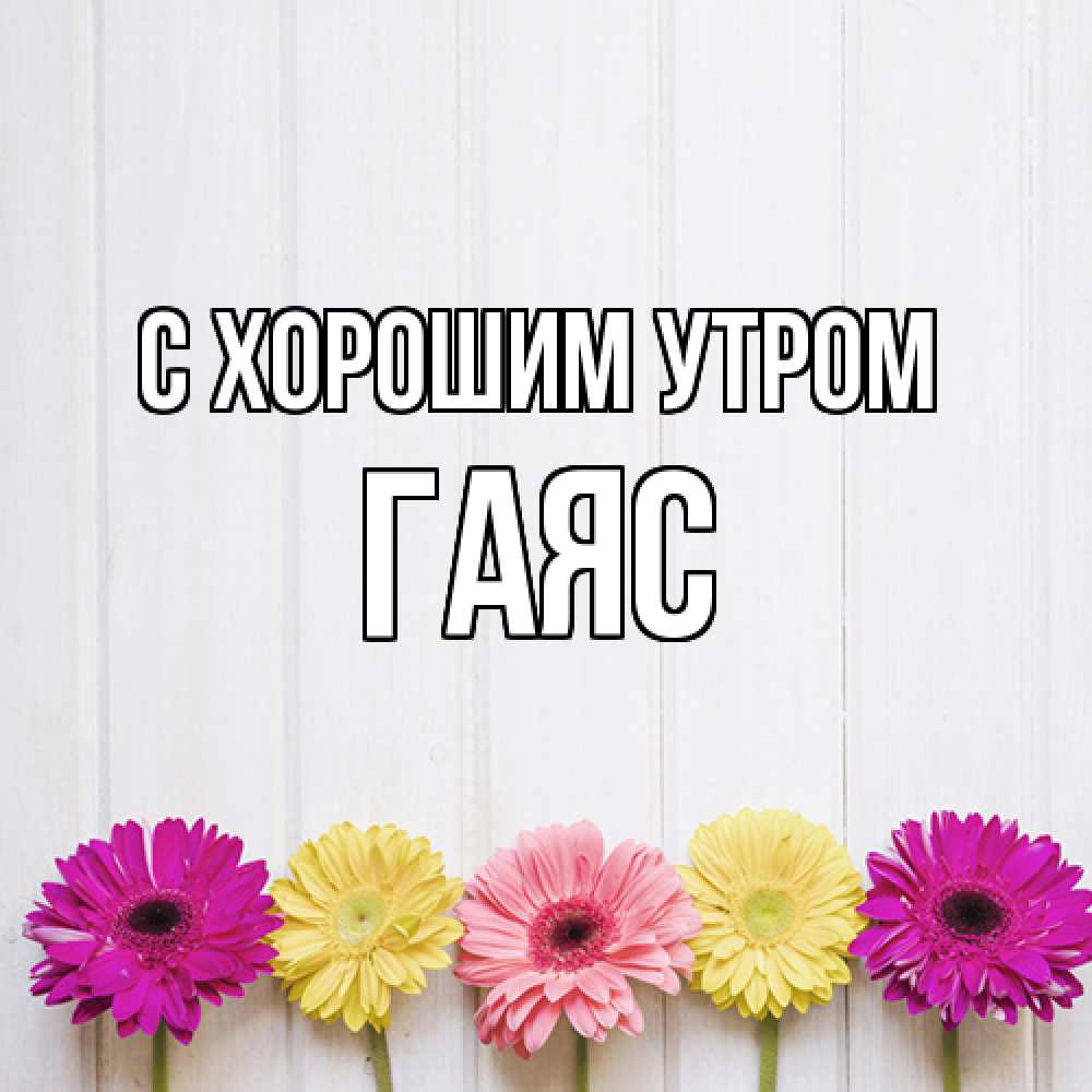 Открытка на каждый день с именем, Гаяс С хорошим утром красный желтый и розовый цветок Прикольная открытка с пожеланием онлайн скачать бесплатно 