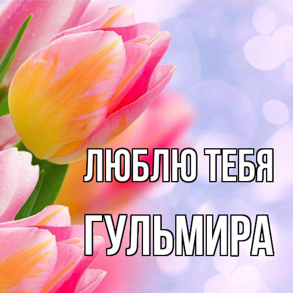Открытка на каждый день с именем, Гульмира Люблю тебя тюльпаны 2 Прикольная открытка с пожеланием онлайн скачать бесплатно 