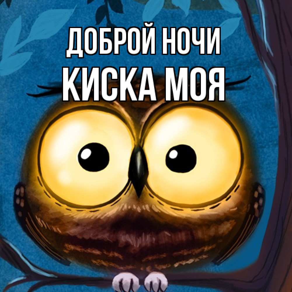 Открытка на каждый день с именем, Киска-моя Доброй ночи большие глаза Прикольная открытка с пожеланием онлайн скачать бесплатно 