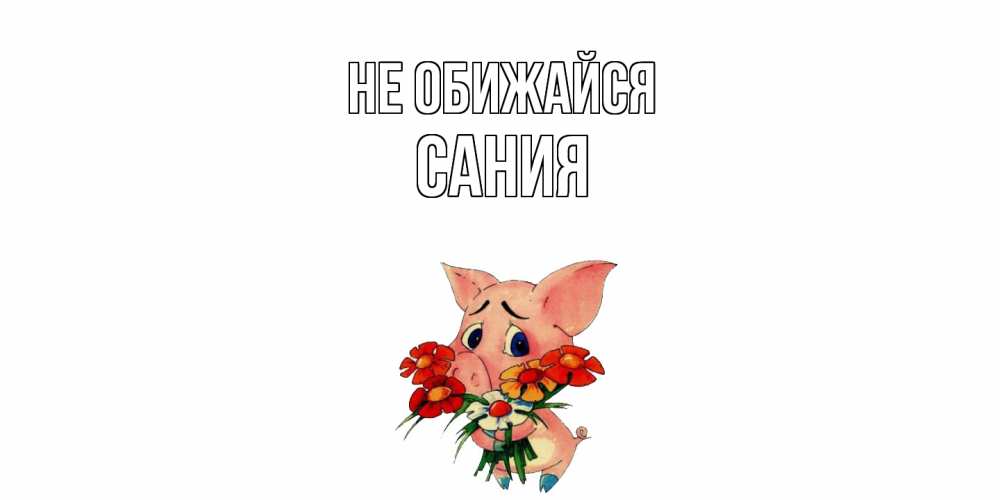 Открытка на каждый день с именем, Сания Не обижайся открытка с поросей которая просит прощения Прикольная открытка с пожеланием онлайн скачать бесплатно 