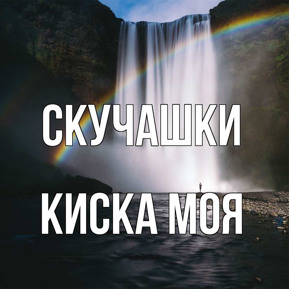 Открытка на каждый день с именем, Киска-моя Скучашки иди скорее ко мне Прикольная открытка с пожеланием онлайн скачать бесплатно 
