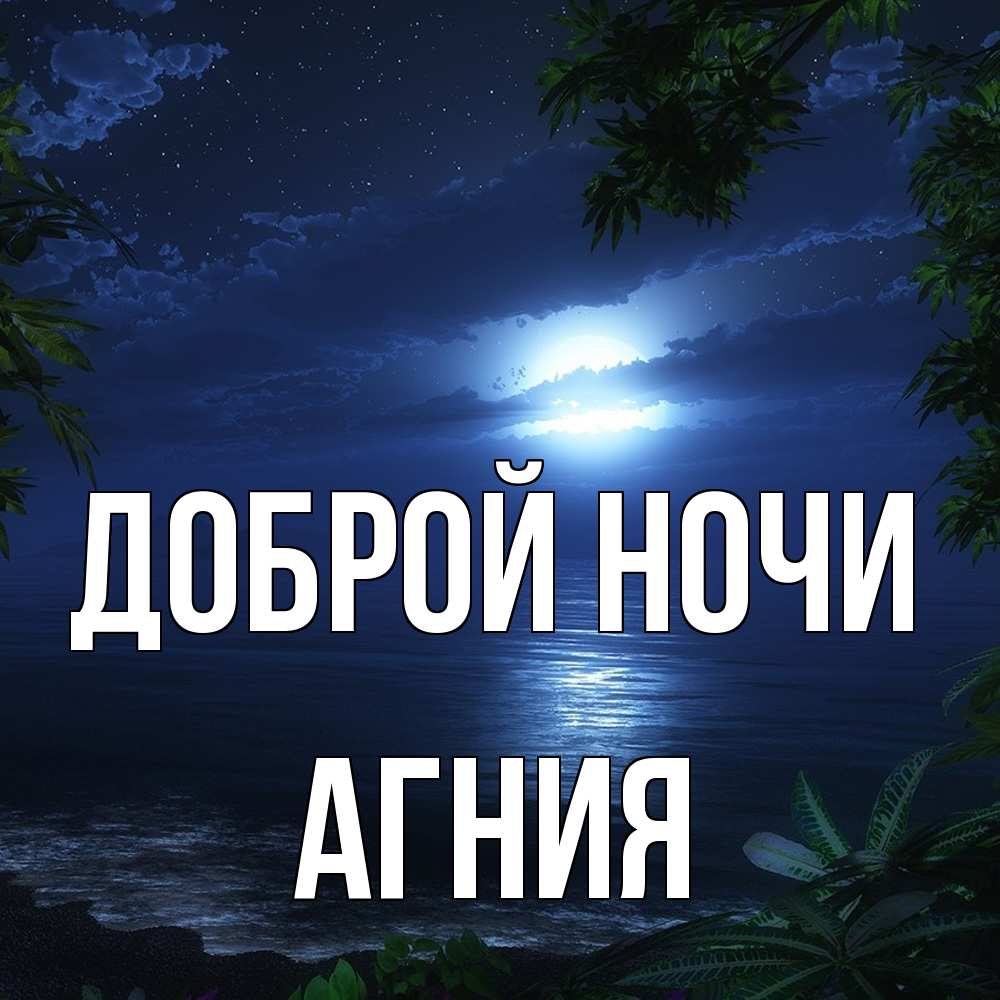 Открытка на каждый день с именем, Агния Доброй ночи тропический остров Прикольная открытка с пожеланием онлайн скачать бесплатно 