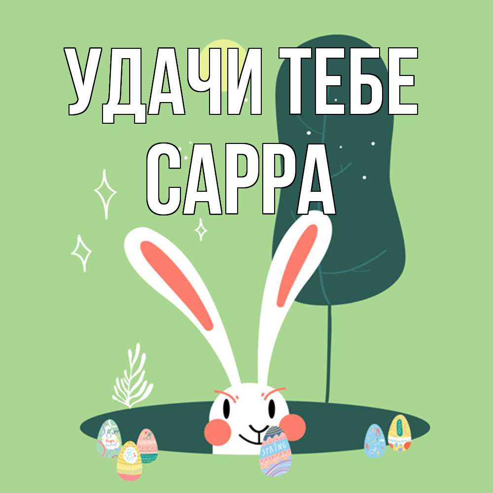 Открытка на каждый день с именем, Сарра Удачи тебе заяц Прикольная открытка с пожеланием онлайн скачать бесплатно 