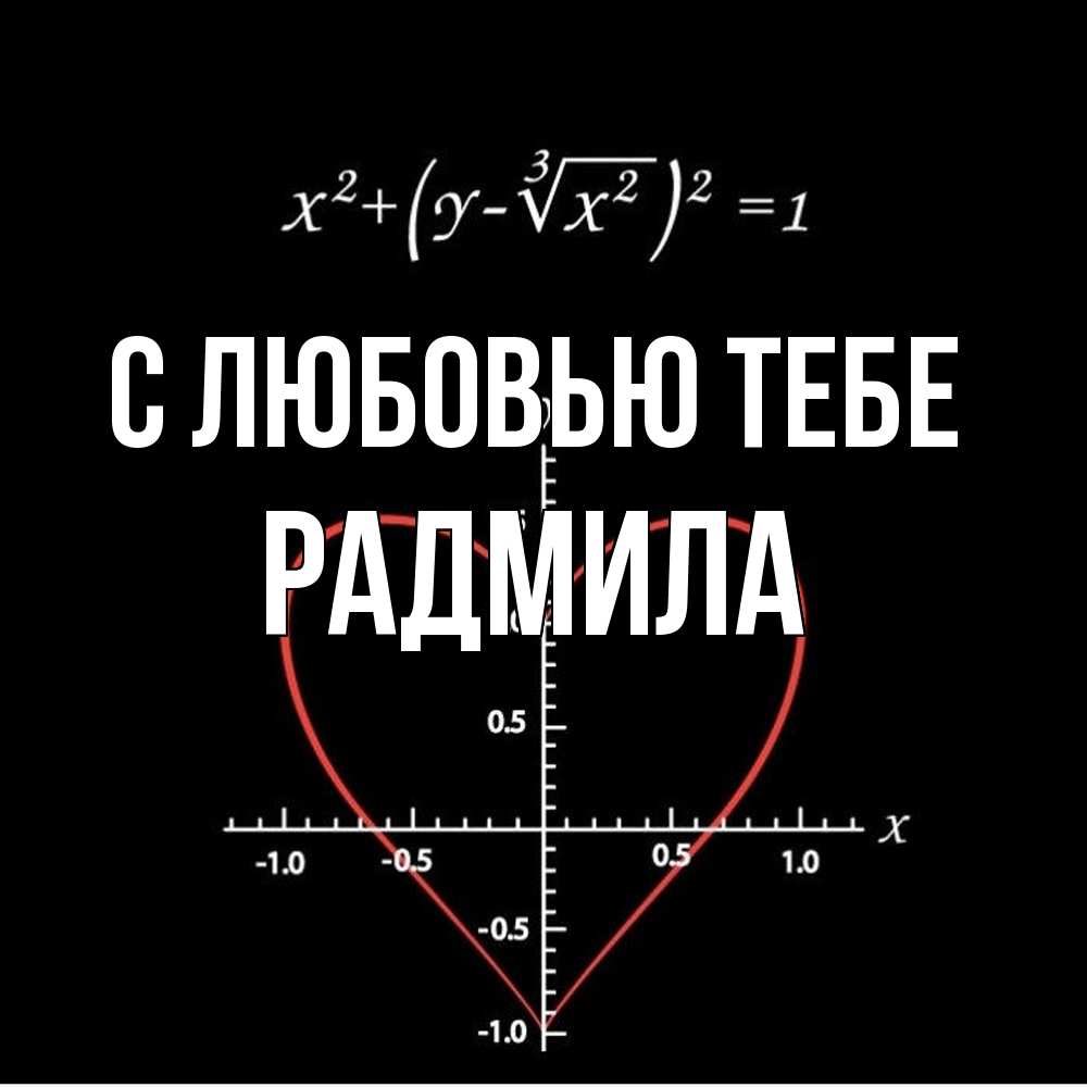 Открытка на каждый день с именем, Радмила С любовью тебе сердечная формула Прикольная открытка с пожеланием онлайн скачать бесплатно 
