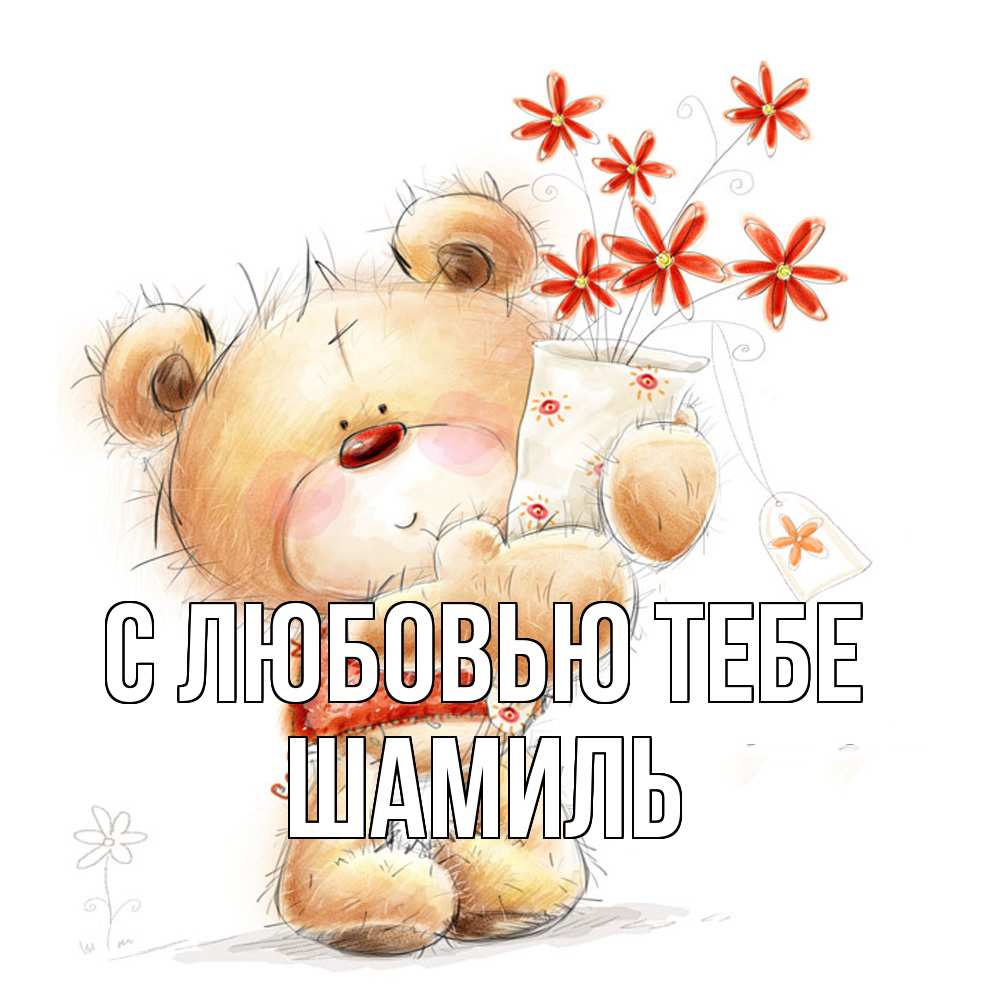 Открытка на каждый день с именем, Шамиль С любовью тебе рисунок Прикольная открытка с пожеланием онлайн скачать бесплатно 