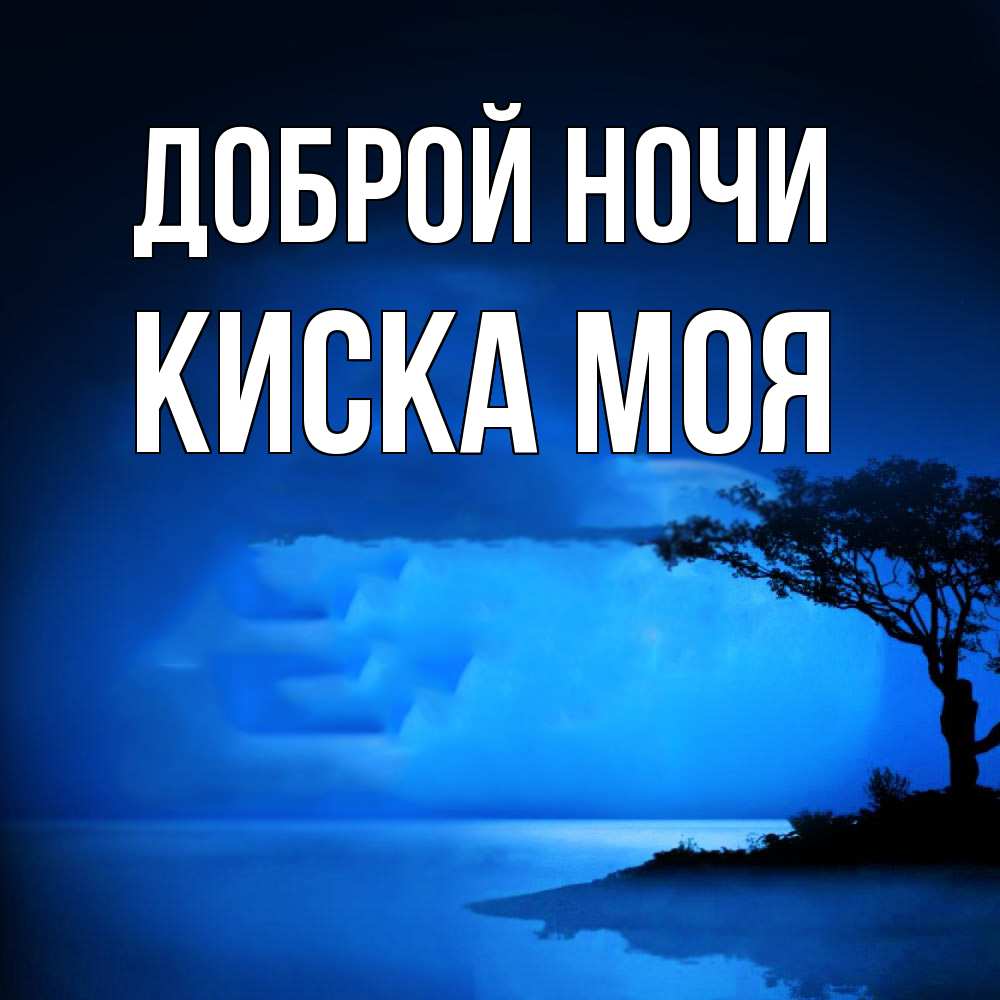 Открытка на каждый день с именем, Киска-моя Доброй ночи ночное побережье Прикольная открытка с пожеланием онлайн скачать бесплатно 