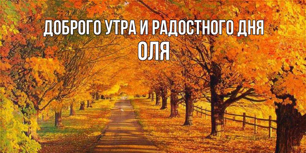 Открытка на каждый день с именем, Оля Доброго утра и радостного дня деревья с осенними листьями Прикольная открытка с пожеланием онлайн скачать бесплатно 