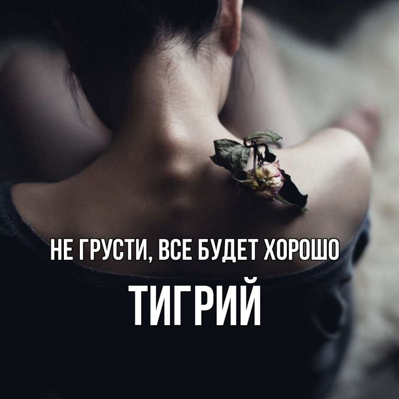 Открытка с именем, Тигрий, Не грусти, все будет хорошо