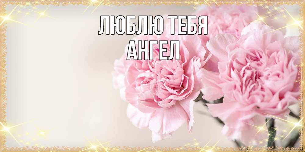 Открытка на каждый день с именем, Ангел Люблю тебя открытка с розовыми цветами в рамочке с подписью на 8 марта Прикольная открытка с пожеланием онлайн скачать бесплатно 