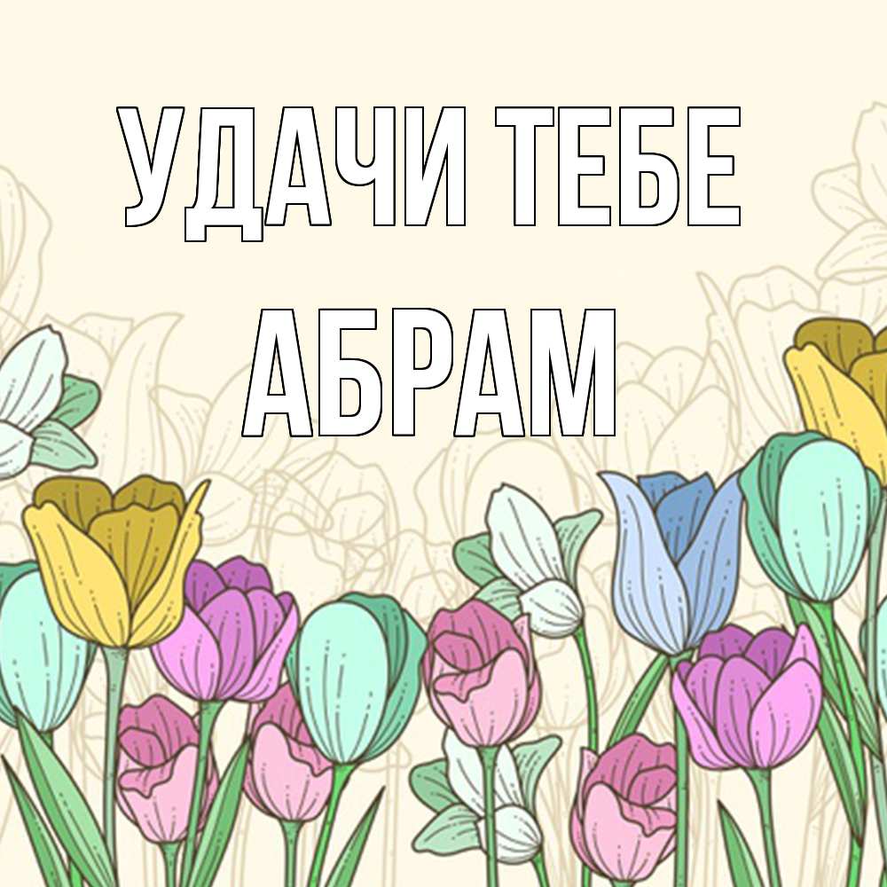 Открытка на каждый день с именем, Абрам Удачи тебе тюльпаны Прикольная открытка с пожеланием онлайн скачать бесплатно 